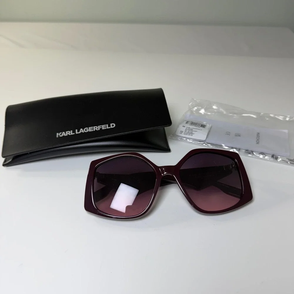 Karl Lagerfeld KL6208S Burgundy Geometric Oversized Sunglasses Plant Based Resin